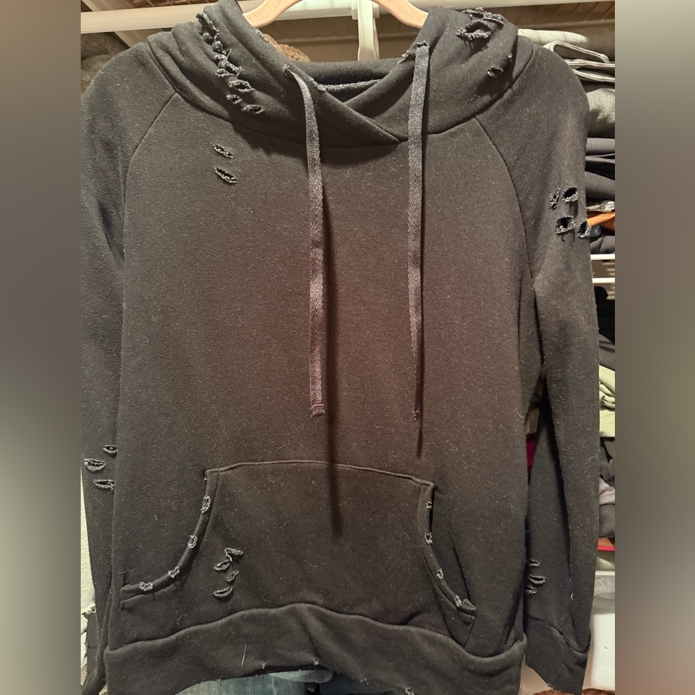 Chelsea DeBoer by Lily & Lottie distressed black hoodie